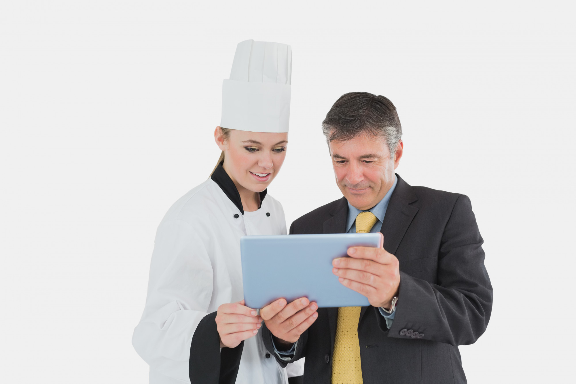 consultation scene with tablet and dishes